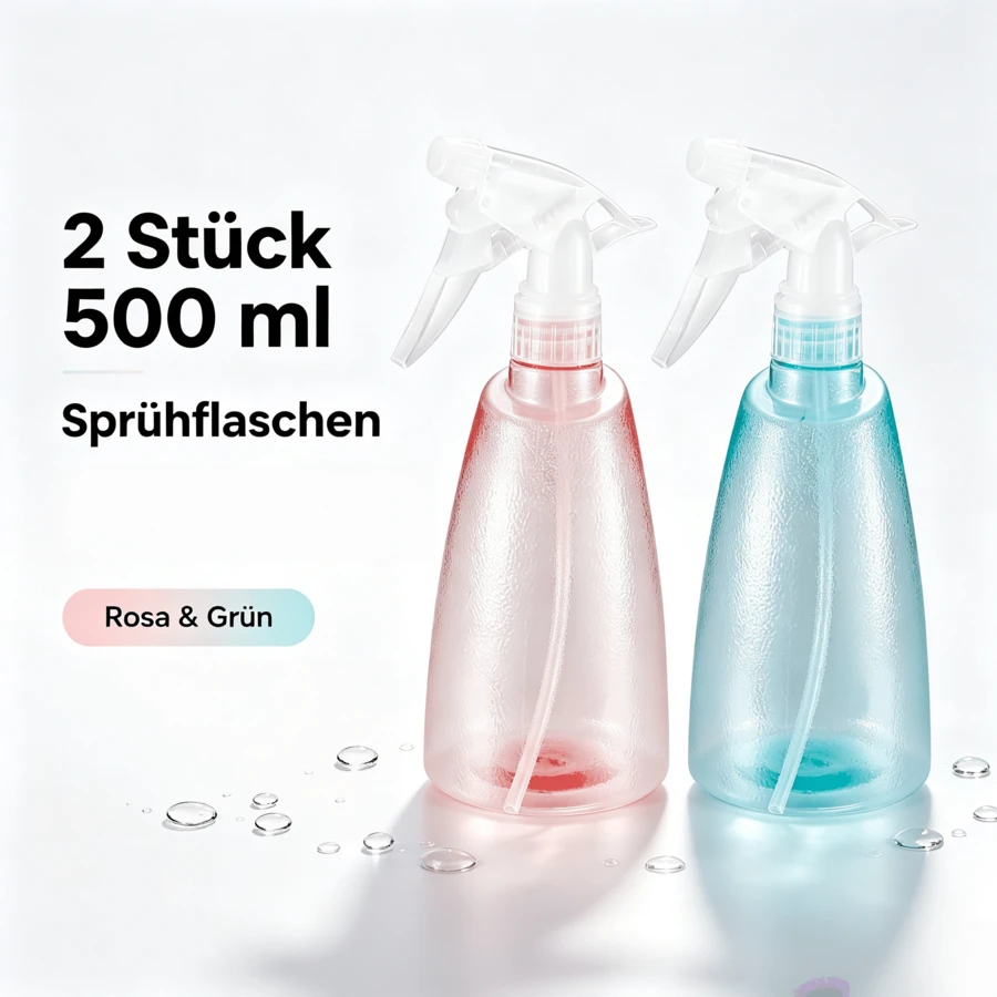 2-Pack 500ml Spray Bottles Pink/Green | Mister For Plants, Cleaning, And Hair Salon - 2pcs - View 1