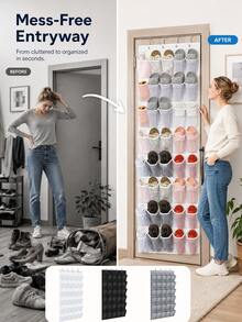 40/24/14 Pocket Large Mesh Hanging Shoe Rack Organizer, Over-The-Door Hanging Shoe Storage With Mesh Pockets For Home, Entryway, Bedroom, Dorm, Classroom, Back To School, Flip-Flops, Men's And Women's Shoes - View 1