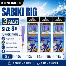 3 Paket Rangkaian Pancing Sabiki, 18 Kail Rangkaian Umpan Kilau Ungu dengan Manik-Manik Bercahaya untuk Memancing Ikan Makarel, Sarden, dan Kakap di Air Asin - Purple - View 12
