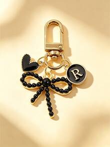 1pc New 26 English Letter Optional Enamel Drip Oil Cross & Cherry Blossom Pendant, Gold Lobster Clasp Detachable Bag Charm, Girls' Portable Key Decoration Small Gift - Pink - View 1