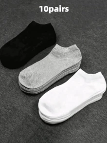 1/5/10/15/20/30 Pairs Men's Simple Solid Color Low-Cut Socks, Moisture-Wicking Breathable, Invisible Socks, Suitable For All Seasons - Multicolor - View 16
