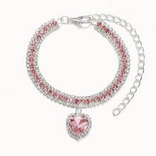 Rhinestone Crystal Heart Pendant Necklace, Suitable For Cats And Dogs, Colorful Princess Style Pet Collar Accessories - Multicolor - View 5