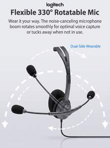 Logitech H111 Stereo Headset With Microphone 3.5mm Wired Over-Ear Headphone For Customer Service - View 4