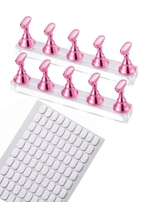 1 Conjunto de Caixa/2 Conjuntos de Caixa Suporte de Prática de Arte de Unhas Acrílicas com Suporte de Unhas Adesivo Dupla Face, Rack de Prática de Pontas de Unhas Magnéticas Press-On, Bandeja de Prática de Unhas Reutilizável, Suporte de Exibição de Arte de Unhas Pré-Revestido - Multicolorido - Visão 1