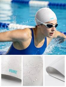 YUKE Speckle Printed Silicone Swim Cap, Oversized For Long Thick Hair, Waterproof Ear Protection Comfort Loose Fit Swimming Cap For Women Men Pool Beach - Multicolor - View 8