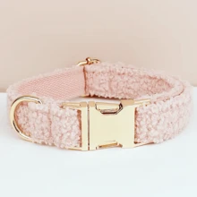 [Gold Zinc Alloy Buckle]Multi-Color Teddy Fleece Dog Collar, Pet Supplies Dog Neck Collar, Suitable For Large, Medium, Small Dog Breeds, Soft And Comfortable, Metal Buckle Easy To Fasten And Quickly Release (Due To Different Fabric Batches, There May Be Slight Color Difference, Randomly Sent) - Multicolor - View 5
