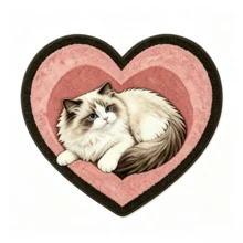 1pc Heart-Shaped Plush Cat Shaped Floor Mat, Decorative Rug, Floor Mat, Carpet, Living Room Rug, Bedroom Rug, Animal Rug - Multicolor - View 5