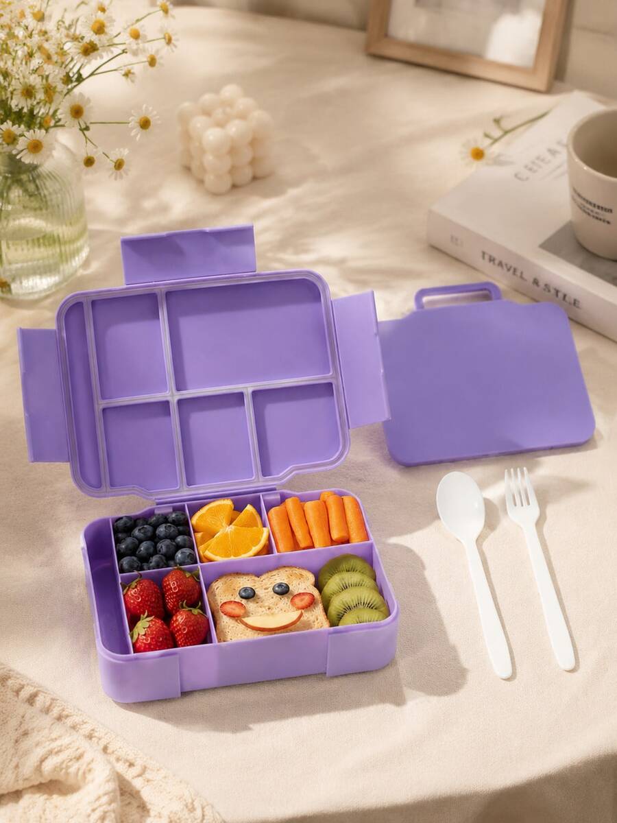 1 Buah Kotak Bekal Bento Anti Bocor dengan Sekat, Wadah Makanan untuk Persiapan Makanan dengan Peralatan Makan dan Kotak Saus, Organizer Peralatan Makan Portabel untuk Kantor, Kerja, Piknik, Dapur, Kotak Bekal Sekolah, Hadiah Ulang Tahun, Hadiah Pindah Rumah, Ulang Tahun, Kembali ke Sekolah