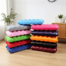 4pcs/2pcs/1pc Flocked Rectangular Inflatable Double-Sided Pillow - Soft Comfortable Waterproof Wear-Resistant Fabric, Compact Foldable Portable, Suitable For Camping, Travel, Head Neck Waist Support - Multicolor - View 2
