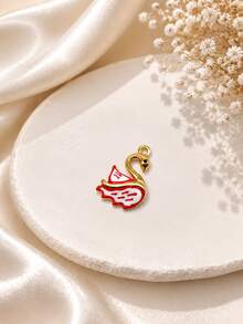 1/5pcs Cute Swan Pendant Colorful Enamel Animal Charm Gold Plated Stainless Steel DIY Necklace Bracelet Jewelry Making Accessories Suitable For Daily Wear - Multicolor - View 10