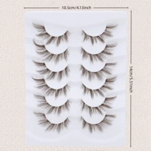6 Pairs Brown False Eyelashes, Transparent Stem Cat Eye Style, Extended Tail, Cat Eye, Brown, Transparent Stem, Fluffy, Natural, Crossed, Curled, Dense, Comfortable Versatile, Faux Mink False Eyelashes - View 4