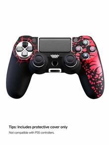 2026 New Red Spider Web 4 Controller Cover Set, Non-Slip Silicone Protective Case + Raised Joystick Caps, Supports Charging With Protective Case, Separate Case/Caps/Set Available, Anti-Slip, Anti-Sweat, Anti-Dust, Anti-Scratch, Enhances Grip, Improves Gaming Experience, Best Gift For 4 Players, Christmas/New Year 2026 Gift, Holiday Promotion/Christmas Special Edition, Children/Family Gift - Multicolor - View 11