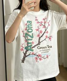 100% Cotton Women's T-Shirt - Men'S Tee Featuring Arizona Green Tea Design - 2026 Everyday Apparel - Summer Tops - New Summer Outfits For Women - 白色 - 查看 4