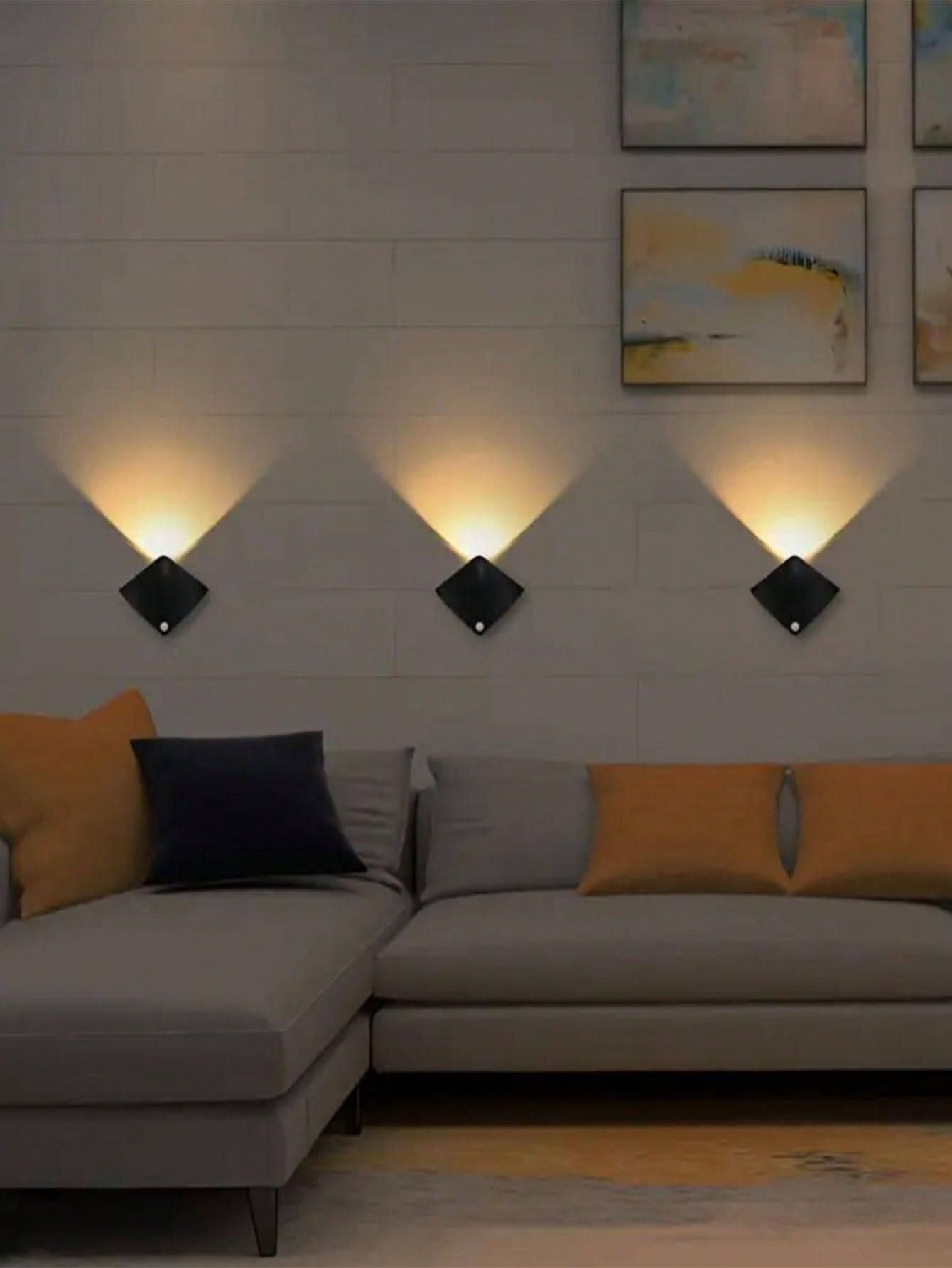 1pc Fish-Shaped Motion Sensor LED Night Light, Indoor Decorative Wall Lamp, Battery Powered, Multiple Installation Options, Perfect For Creating Home Atmosphere - Elegant Yellow Ambient Lighting - 黑色 - 查看 1