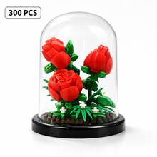 310PCS Flower Building Blocks Set With Display Dome, Collectible Botanical Model Kit, Adult DIY Assembly Decoration, ABS Material, 14+ Ages - Building Block Flowers - View 14