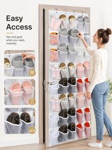 40/24/14 Pocket Large Mesh Hanging Shoe Rack Organizer, Over-The-Door Hanging Shoe Storage With Mesh Pockets For Home, Entryway, Bedroom, Dorm, Classroom, Back To School, Flip-Flops, Men's And Women's Shoes - View 10