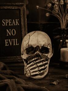 3 piezas / 1 paquete Estatua de calavera de resina de estilo moderno y lindo para decoración de Halloween, decoración del hogar de otoño, decoración de oficina, accesorios de escritorio de oficina - Varios estilos - Ver 4