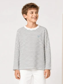 Balabala 2025 New Kids Long Sleeve Thermal Underwear - Unisex Base Layer - White and Black - View 1