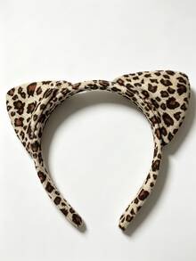 1pc Women's Vintage Leopard Print Cat Ear Headband, Sweet & Cool Style 3D Ear Headband, Fashionable Versatile Hair Accessory, Suitable For Festivals, Home Face Washing, Makeup, Hair Styling, Daily Wear, Easter Costume Prop, Halloween Headband, Christmas, Valentine's Day Party Outfit, Valentine's Day Gift For Girls - One Size Fits All - View 10