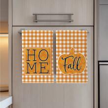 2pcs Autumn Orange & White Plaid Pumpkin Silhouette Pattern Kitchen Towels, 40*60cm Soft Microfiber Tea Towels, Suitable For Home Kitchen Restaurant Outdoor Camping Tabletop Cleaning Dish Cloth Hand Towel Accessories HOME Fall Text Kitchen Towels Holiday Gift - Multicolor - View 7