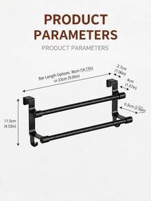 1pc 36cm/14.17in Double Bar Towel Rack, No-Drill Cabinet Door Hanging Rack, Easily Hangs On Cabinet Doors, Double Bar Design Can Simultaneously Store Kitchen Towels, Rags, Spatulas, Spoons, Brushes And Other Common Items, Sturdy And Durable Structure, Rust-Proof And Moisture-Proof, Suitable For Kitchen, Bathroom, Storage Room And Other Multiple Scenarios. Kitchen Storage Rack, Kitchen Supplies, Storage Rack, Hanging Rack, Kitchen Tools, Kitchen Organization Tools, Kitchen Gadgets - Multicolor - View 3