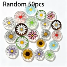 50pcs Multicolor Flower Series Patches, Time Gem Round Patches, Suitable For Handmade DIY Jewelry, Keychains, Pendants, Fridge Magnets, Accessories, Versatile Practical Charm Gift For Friends Or Family - Multicolor - View 6