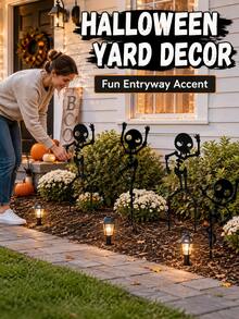 4pcs Metal Dancing Skeleton Metal Garden Art, Halloween Yard Decor, Spooky Skeleton Lawn Ornaments, Outdoor Metal Skeleton Sign, Garden Skeleton Stakes - A - View 9