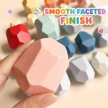 36pcs/20pcs Kids Wooden Balance Stones, 3+ Years, Colorful Rock Stacking Blocks, Mixed Sizes, Montessori Fine Motor Construction Toy, Open-Ended Family Game, Birthday And Eid Gift - Multicolor - View 9