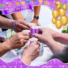 20pcs Purple Mini Party Cups, Reusable Small Cups, Party Game Bullet Cups, For Snacks And Juice, Perfect For Any Party - Purple - View 2