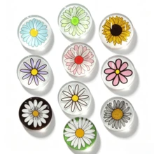 50pcs Multicolor Flower Series Patches, Time Gem Round Patches, Suitable For Handmade DIY Jewelry, Keychains, Pendants, Fridge Magnets, Accessories, Versatile Practical Charm Gift For Friends Or Family - Multicolor - View 4