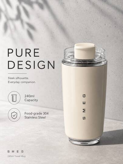 SMEGGEMS 1 pièce GEMS Tasse de voyage isolée à double paroi 240 ml, tasse à café avec couvercle anti-fuite, doublure intérieure en acier inoxydable 304, convient pour le bureau, la voiture, la salle de sport et les trajets quotidiens
