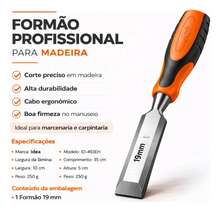 Formão Aço Carpintaria Marcenaria 1 Pol. 25mm Uso Profissional - B - Visão 3