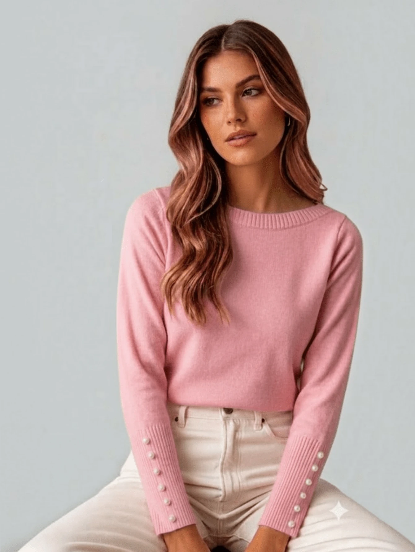 Women Sweaters - Baby Pink - View 1
