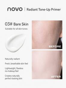 NOVO Makeup Primer, Even Skin Tone, Blur Pores, Lightweight & Non-Greasy, Long-Lasting Base, Improve Dull Skin Tone, Suitable For Daily Commute, Date And Outdoor Makeup - 03#No-makeup Look - View 8