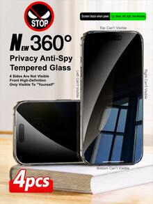CASECOPS 4 Buah Pelindung Layar Kaca Tempered 360° Empat Sisi Perlindungan Privasi Penuh, Anti-Intip, Anti-Spy, Anti-Sidik Jari, Benar-benar Tidak Terlihat dari Semua Sudut, Kompatibel dengan iPhone 17 Pro Max/17 Air/16E/16 Pro Max/16 Pro/16 Plus/16/15 Pro Max/14 Pro Max/13/12/11/XS Max/XR Plus Series, Hadiah Ulang Tahun, Hadiah untuk Keluarga, Teman - 4 buah - View 28