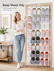 40/24/14 Pocket Large Mesh Hanging Shoe Rack Organizer, Over-The-Door Hanging Shoe Storage With Mesh Pockets For Home, Entryway, Bedroom, Dorm, Classroom, Back To School, Flip-Flops, Men's And Women's Shoes - View 2