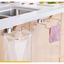 1pc Stainless Steel Kitchen Trash Can, Rectangular Metal Trash Bag Holder, Cabinet Door Waste Storage Rack, No Electricity Required, For Kitchen Use - A - View 2