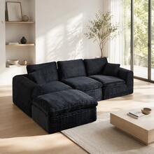 3-IN-1 CUSTOMIZABLE CONFIGURATION: Unleash Your Creativity! 3 Independent Modules Easily Combine Into An L-Shape, A Straight Sofa, Or A Daybed. - 黑色 - 查看 4