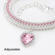 Rhinestone Crystal Heart Pendant Necklace, Suitable For Cats And Dogs, Colorful Princess Style Pet Collar Accessories - Multicolor - View 2
