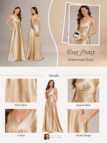 EVERPRETTY 休閒深V領香檳色洋裝 - 香檳色 - 查看 7