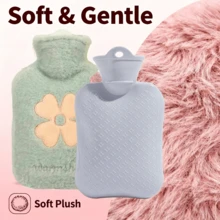 1pc 500ml Clover Plush Hot Water Bottle - Thickened Water-Fillable PVC Material, Washable Soft Plush Surface, Portable Hand And Foot, Perfect For Winter, Multiple Colors Available, Christmas, Holiday Gift - Hot Water Bottle - View 1