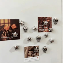 1/6pcs Halloween Skull Fridge Magnets, Creative 3D Stainless Steel Magnetic Decor, Spooky Holiday Atmosphere Fridge Magnets For Holiday Parties, Kitchen, Office Cabinets, Whiteboards, Office, Adsorbing Photos And Notes - Skull - View 8