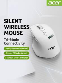 Acer OMR254 Tri-Mode Silent Mouse (Bluetooth/Wired/Wireless), With Visual Digital Display Indicator, Lightweight Ergonomic Design, Compatible With Computers And Tablets - View 2
