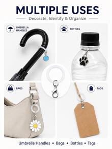 4/10pcs Silicone Umbrella Marker Rings With Lobster Clasp, Colorful Rubber O-Rings For Umbrella Handle Identification, Bag Charms And DIY Accessories, Random Mixed Colors - Silicone Decorative Ring With Lobster Clasp - View 5