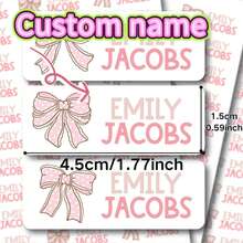 Christmas Gifts/Christmas Classroom Decor/Back To School/Party Decorations 45/60/120/240/360/480pcs Premium Transparent Name Stickers - Customizable PET Labels For School Supplies, Office Decor And Personalized Organization, Office Decor Stickers | Customizable Sticker Labels, Water Bottle Stickers - Bow Sticker Style - View 1