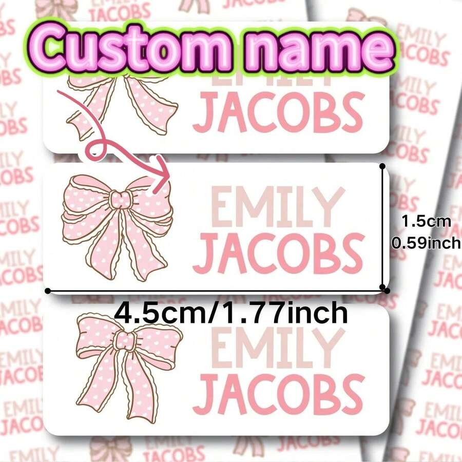 Christmas Gifts/Christmas Classroom Decor/Back To School/Party Decorations 45/60/120/240/360/480pcs Premium Transparent Name Stickers - Customizable PET Labels For School Supplies, Office Decor And Personalized Organization, Office Decor Stickers | Customizable Sticker Labels, Water Bottle Stickers - Bow Sticker Style - View 1