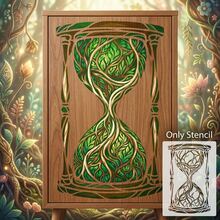 Mythological Stencil - Ancient Time Glass & Vines Design - Artistic Tree Of Life Roots Silhouette Template - Reusable DIY Craft Stencils For Wall Decor, Aesthetic Gothic Eternal Pattern For Canvas Painting - Tree - View 5