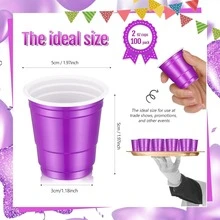 20pcs Purple Mini Party Cups, Reusable Small Cups, Party Game Bullet Cups, For Snacks And Juice, Perfect For Any Party - Purple - View 5