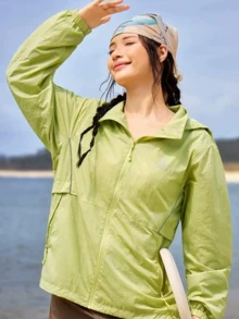 CAMEL CROWN Unisex Hooded Sun Protection Jacket, Lightweight Breathable Outdoor Mountaineering Coat - Fluorescent Green - View 2