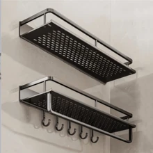 1pc Bathroom Storage Rack, Wall-Mounted No-Drill Towel Rack Organizer, Suitable For Bathroom/Balcony/Kitchen, Multi-Functional Home Storage Rack, Home Bathroom Decor, Bathroom Storage Organizer, Autumn Decor, Back To School Decor - White - View 2